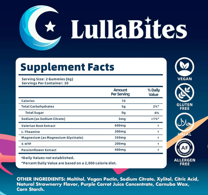 LullaBites - Sleep Sound, Wake Refreshed. Melatonin Free Sleep Gummies - ThriveMarket Health