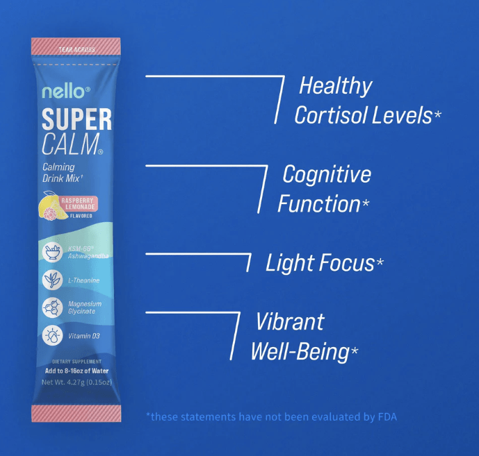 SuperCalm KSM Stress Relief Powdered Drink Tea Mix - Sleep Better and Increase Energy with Balanced Cortisol - ThriveMarket Health